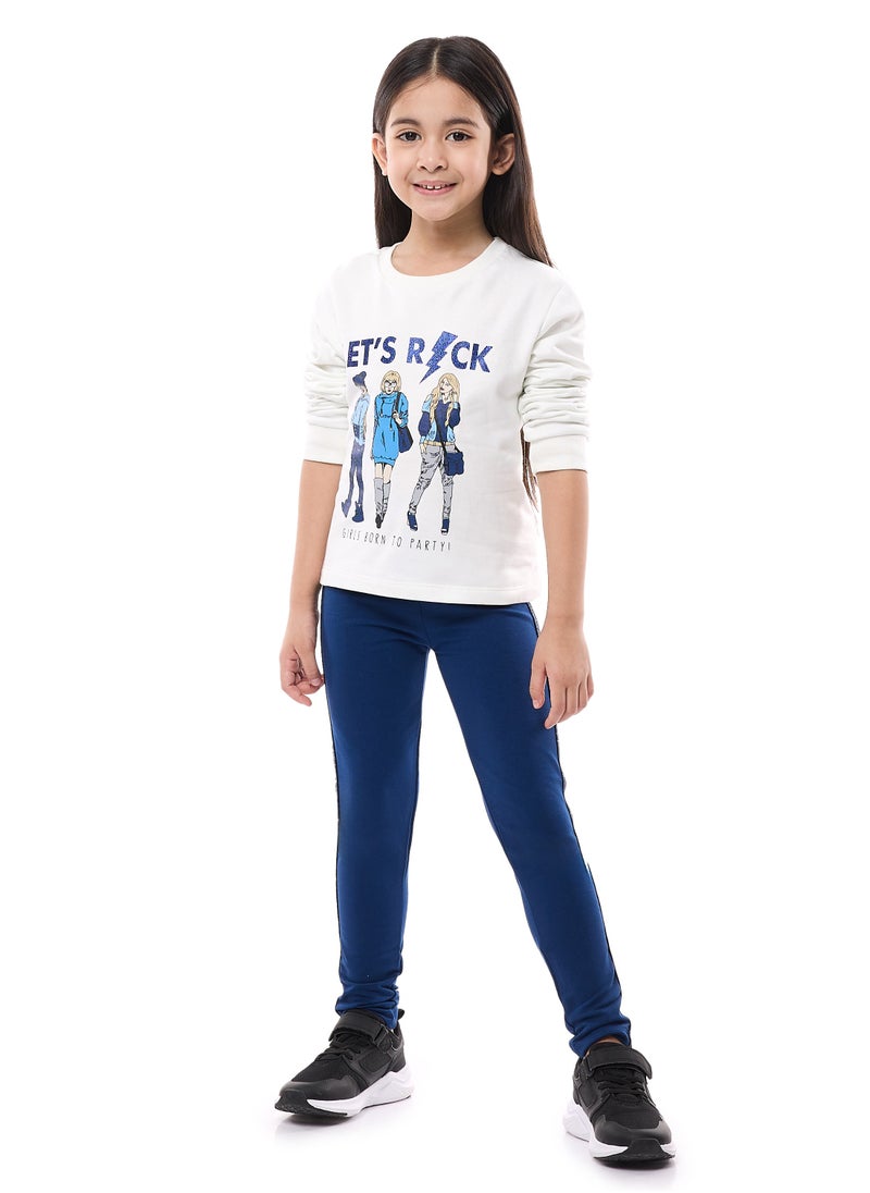 Glitter Printed Top With Glitter Tape On Leggings