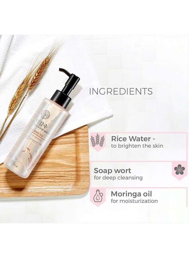 THE FACE SHOP Rice Water Bright Rich Cleansing Oil | Completely Removes Skin Impurities & Deep Makeup | Keep Skin Moisturized, Soft & Clear | Suitable for Normal to Dry Skin | 5.07 fl.Oz, K-Beauty