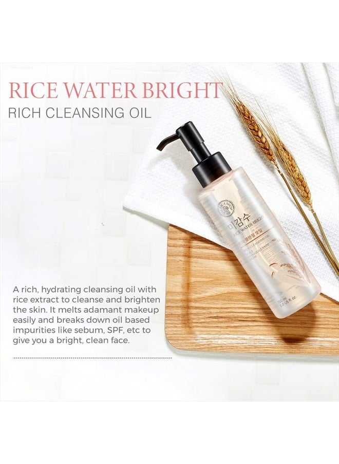 THE FACE SHOP Rice Water Bright Rich Cleansing Oil | Completely Removes Skin Impurities & Deep Makeup | Keep Skin Moisturized, Soft & Clear | Suitable for Normal to Dry Skin | 5.07 fl.Oz, K-Beauty