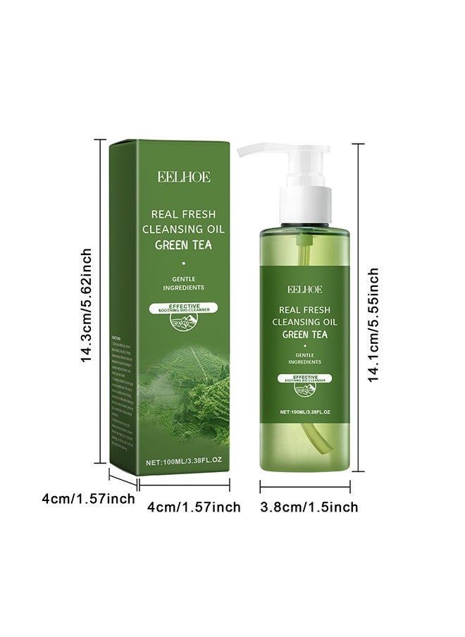 Green Tea Real Fresh Cleansing Oil,Deep Cleansing Oil, Removing Heavy Makeup,Blackhead and Whitehead, Effective Cleansing Without Clogging Pores 100ml