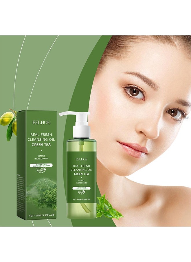 Green Tea Real Fresh Cleansing Oil,Deep Cleansing Oil, Removing Heavy Makeup,Blackhead and Whitehead, Effective Cleansing Without Clogging Pores 100ml