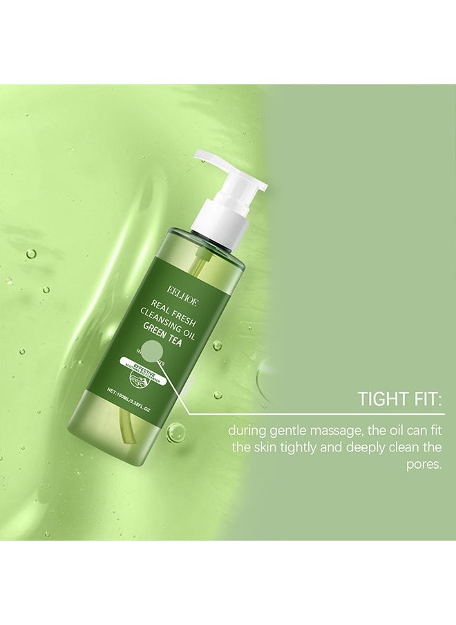 Green Tea Real Fresh Cleansing Oil,Deep Cleansing Oil, Removing Heavy Makeup,Blackhead and Whitehead, Effective Cleansing Without Clogging Pores 100ml