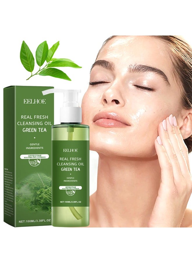 Green Tea Real Fresh Cleansing Oil,Deep Cleansing Oil, Removing Heavy Makeup,Blackhead and Whitehead, Effective Cleansing Without Clogging Pores 100ml