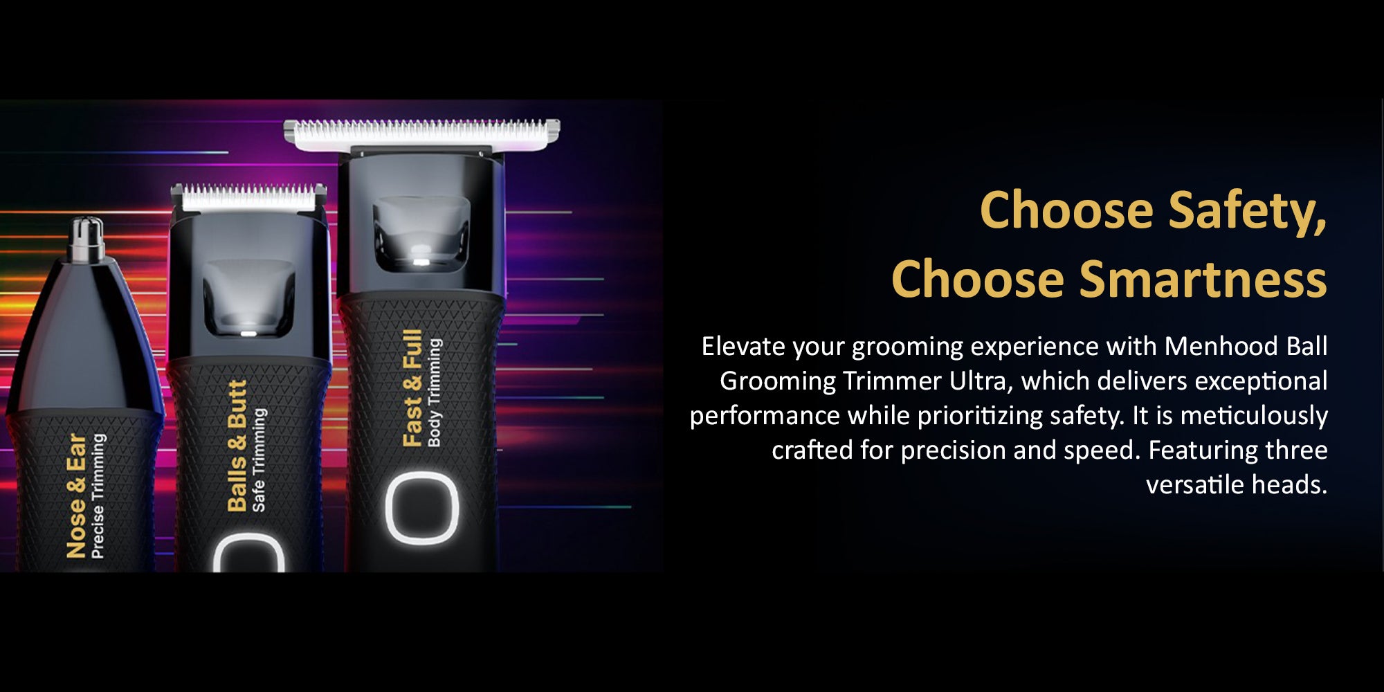 Grooming Trimmer Ultra For Men Multi-Purpose Trimmer For Groin, Body, Ear & Nose, Beard Hair Rechargeable Waterproof Fast Charging Cordless 180 Min Run-time Precise Trimming