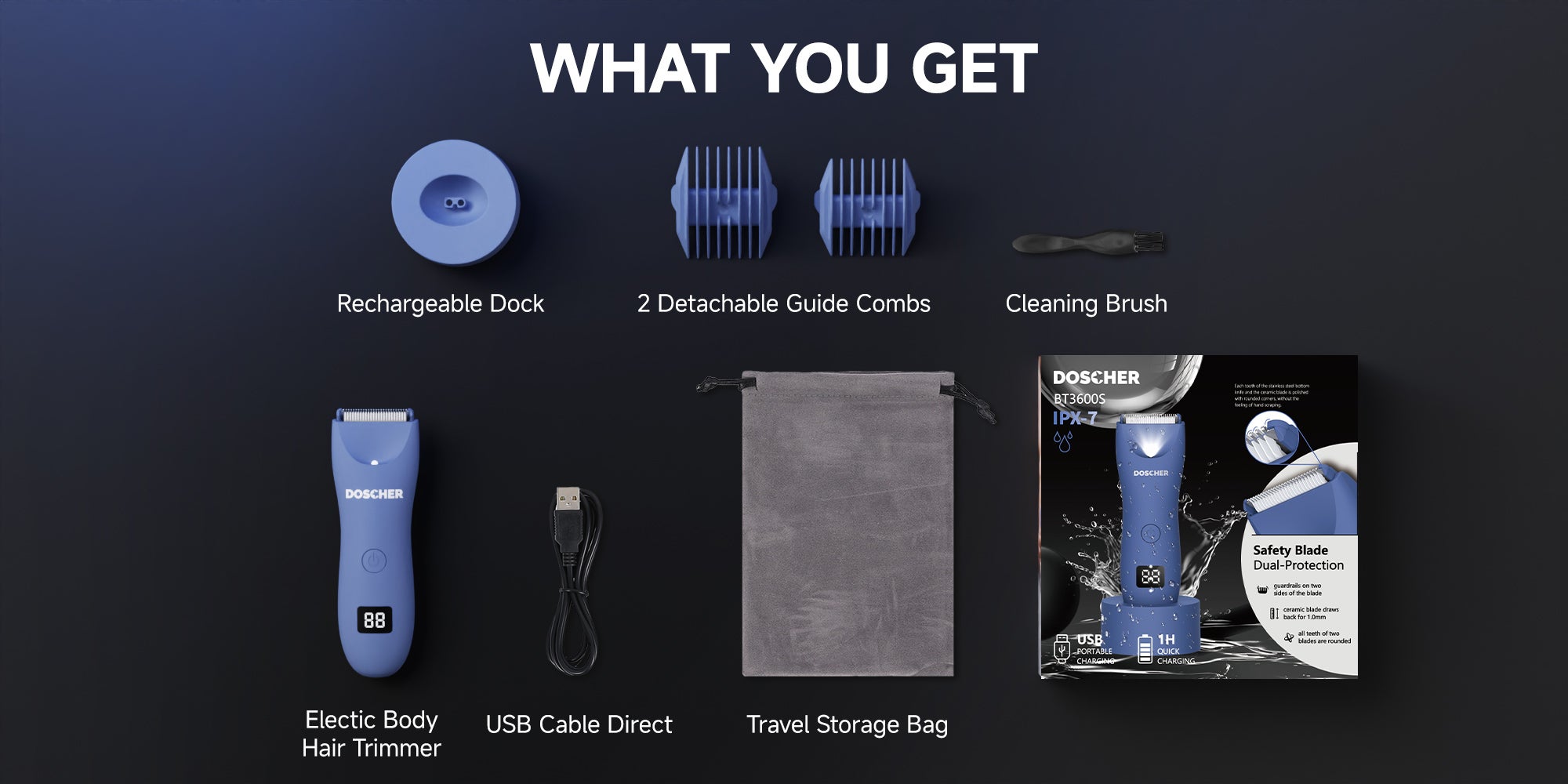 Electric Body Trimmer for Men, Waterproof Rechargeable Body Shaver, Safe Grooming Trimmer Wet/Dry Use, Men’s Grooming