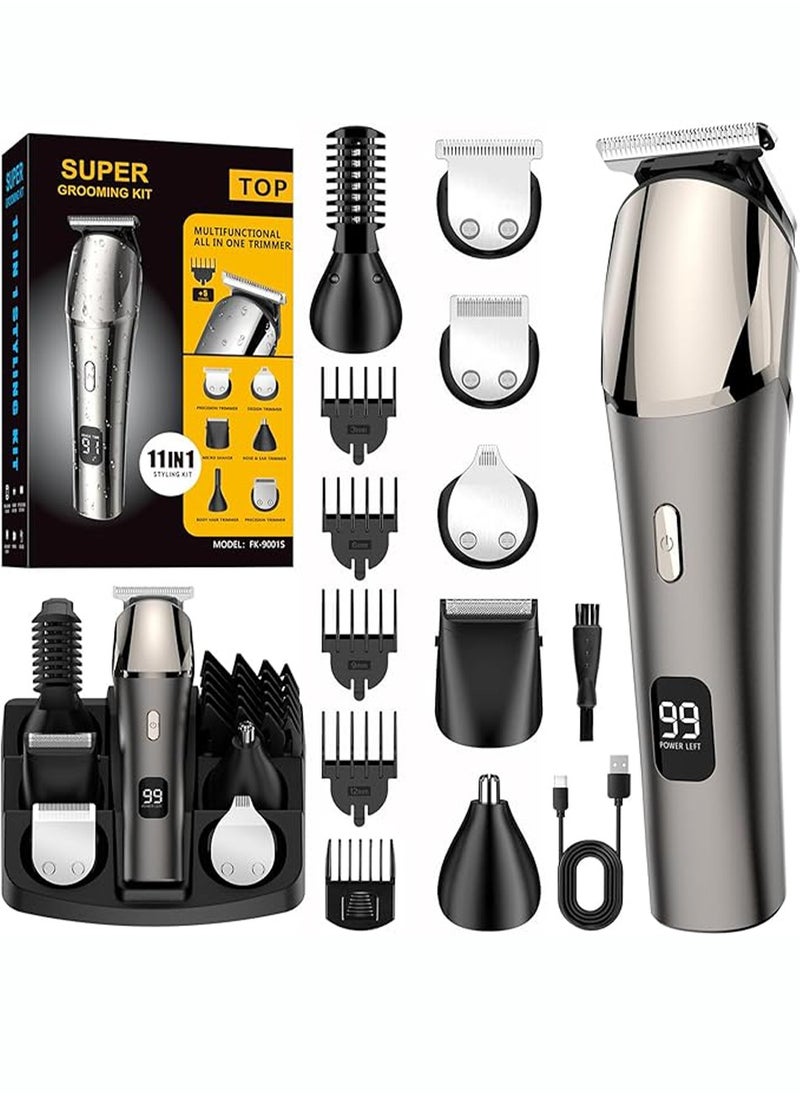 Waterproof Electric Clippers，11-in-1 Hair Clippers Beard Trimmer for Men,Type-C Nose Trimmer Metal Aluminum Hair Trimmer Body Trimmer Facial Trimmers