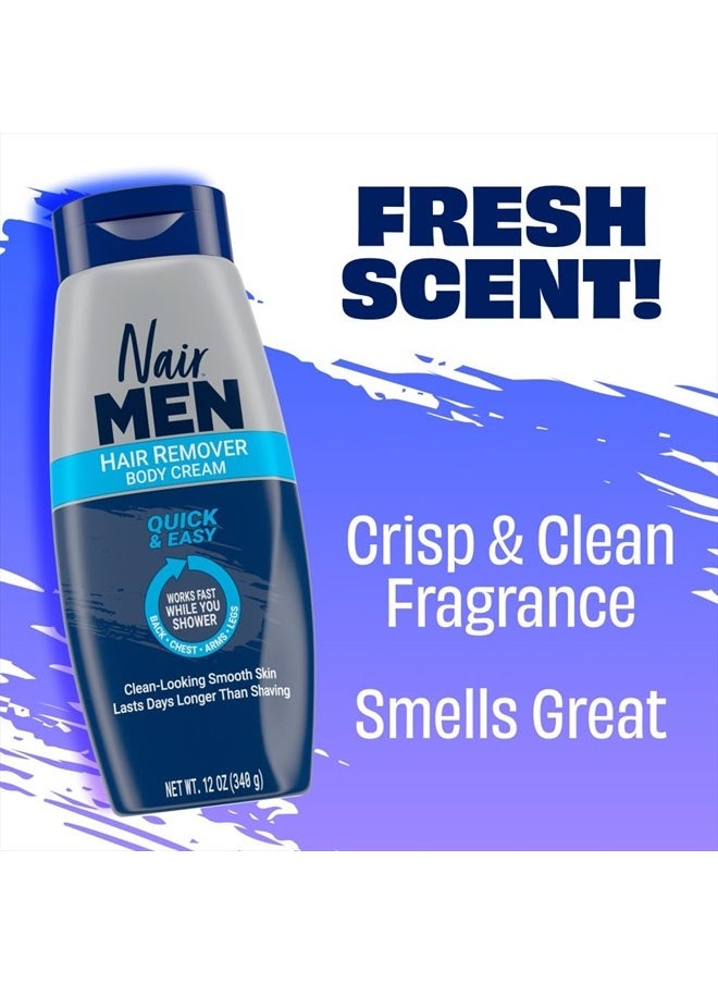 Men Hair Remover Body Cream, Manscape for Smooth Skin for Days, Coarse Hair Removal, 12 oz