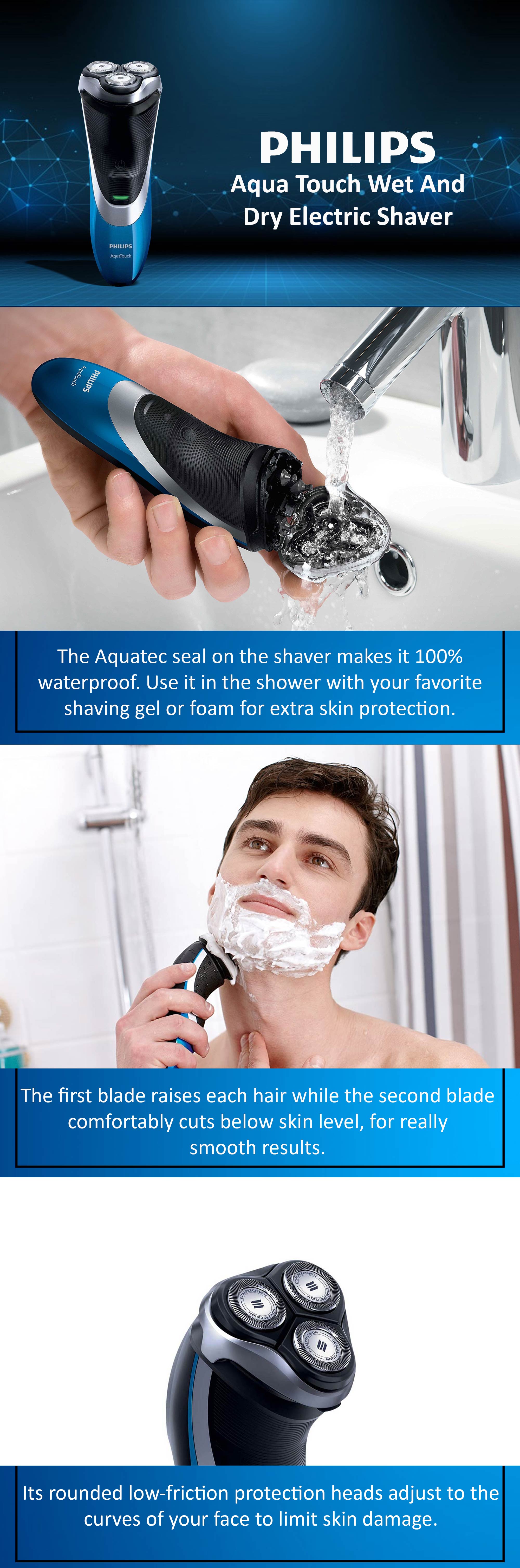 Aqua Touch Wet And Dry Electric Shaver Black/Blue