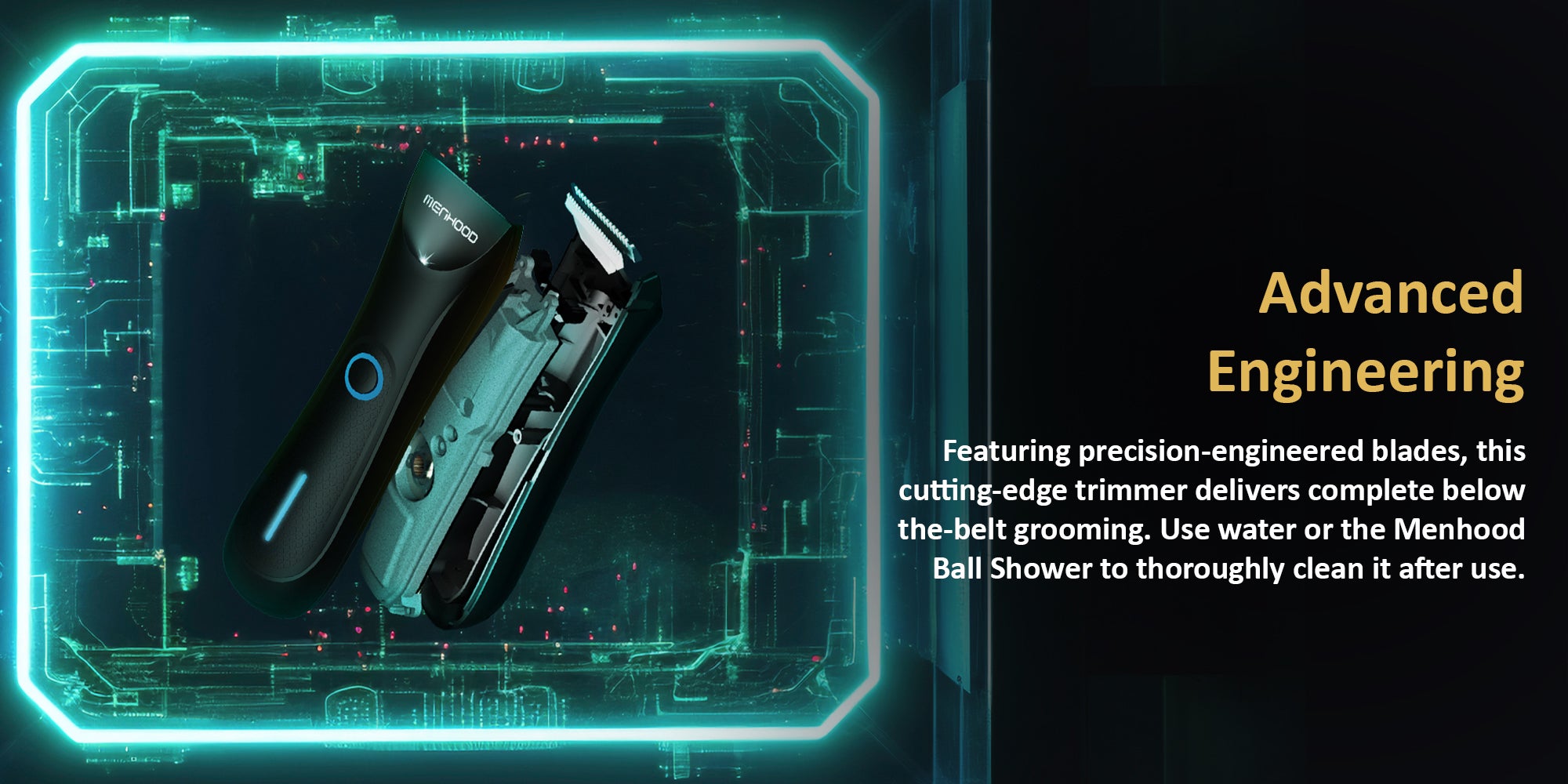MENHOOD Trimmer Mini All-in-one Trimmer for Men with Waterproof IPX7 Design, SkinSafe Ceramic Technology, QuietRun 7000 RPM Motor, 4000K  LED for Low Light Areas, Travel Lock, 90 Min Run Time & Fast Charging