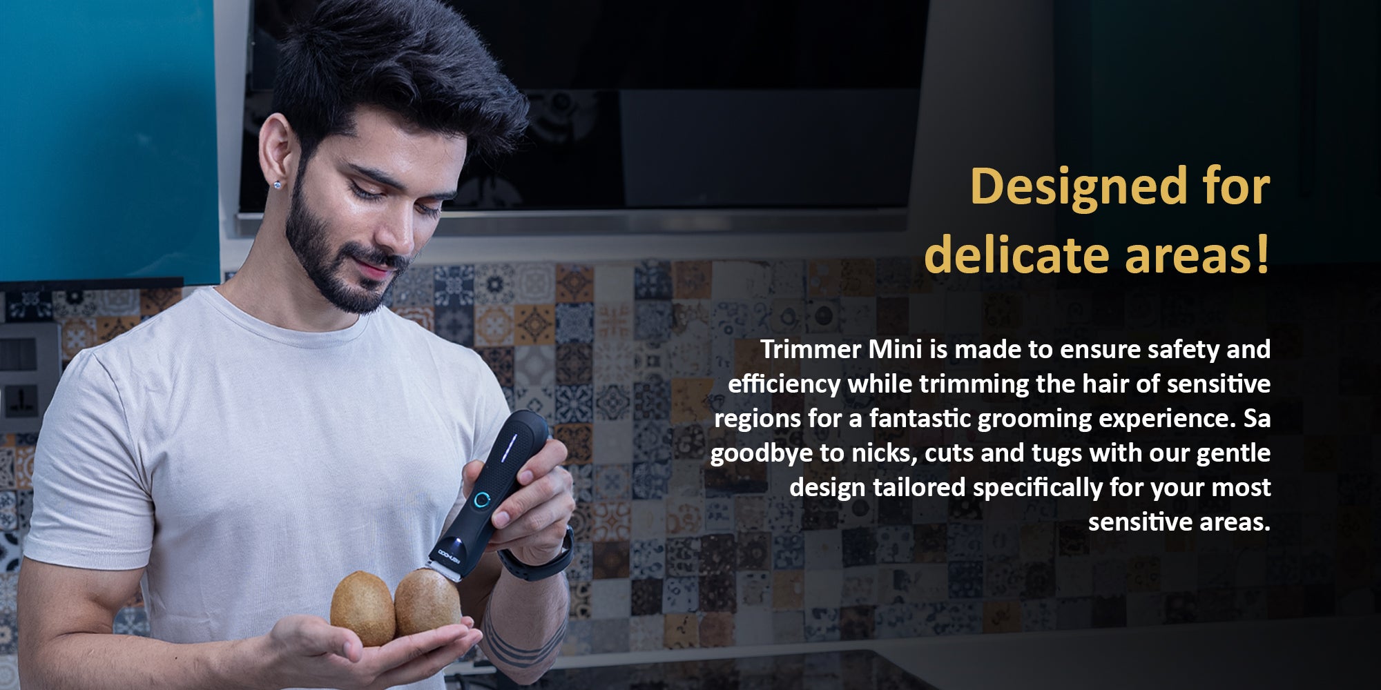 MENHOOD Trimmer Mini All-in-one Trimmer for Men with Waterproof IPX7 Design, SkinSafe Ceramic Technology, QuietRun 7000 RPM Motor, 4000K  LED for Low Light Areas, Travel Lock, 90 Min Run Time & Fast Charging