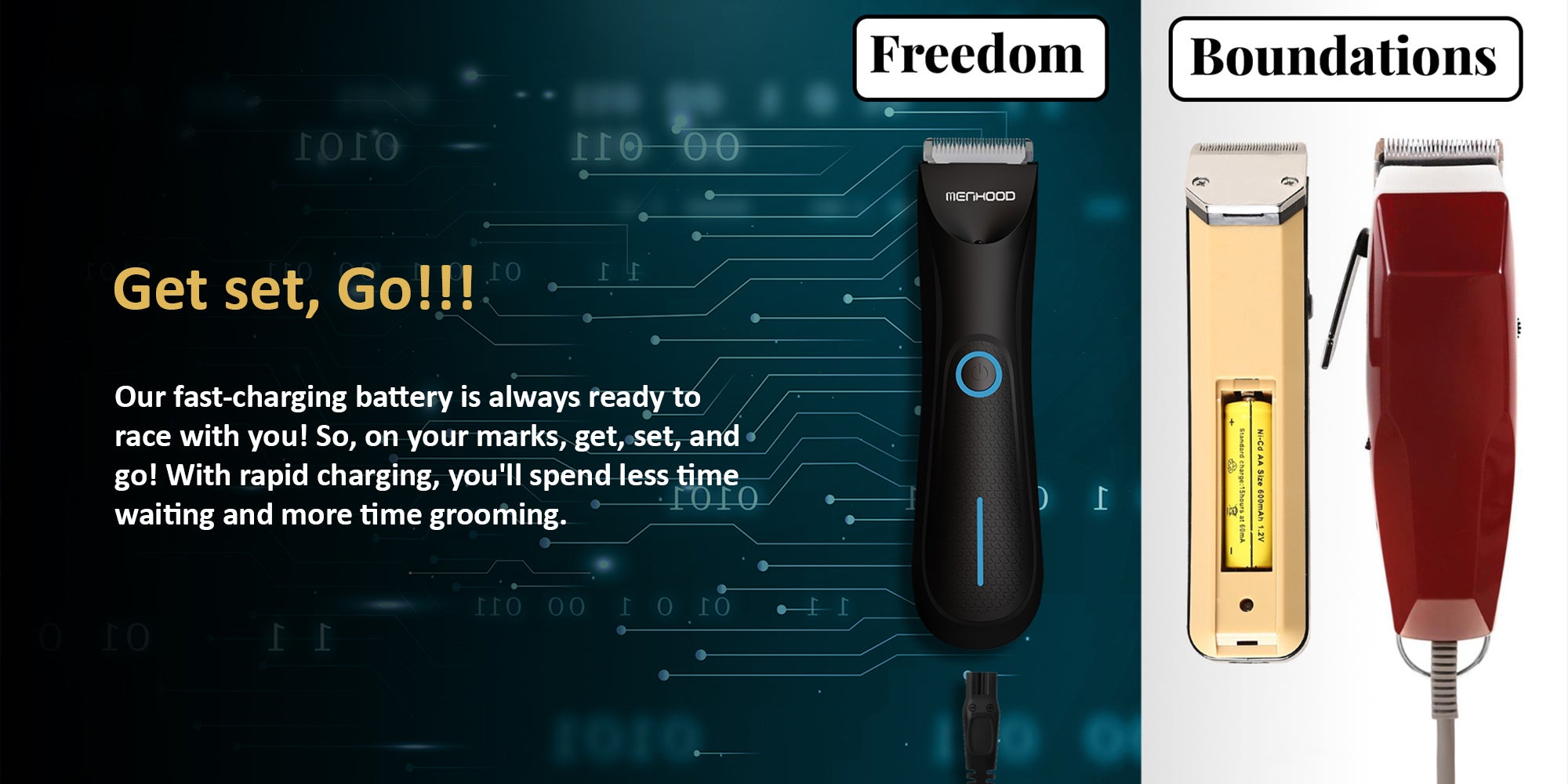 MENHOOD Trimmer Mini All-in-one Trimmer for Men with Waterproof IPX7 Design, SkinSafe Ceramic Technology, QuietRun 7000 RPM Motor, 4000K  LED for Low Light Areas, Travel Lock, 90 Min Run Time & Fast Charging