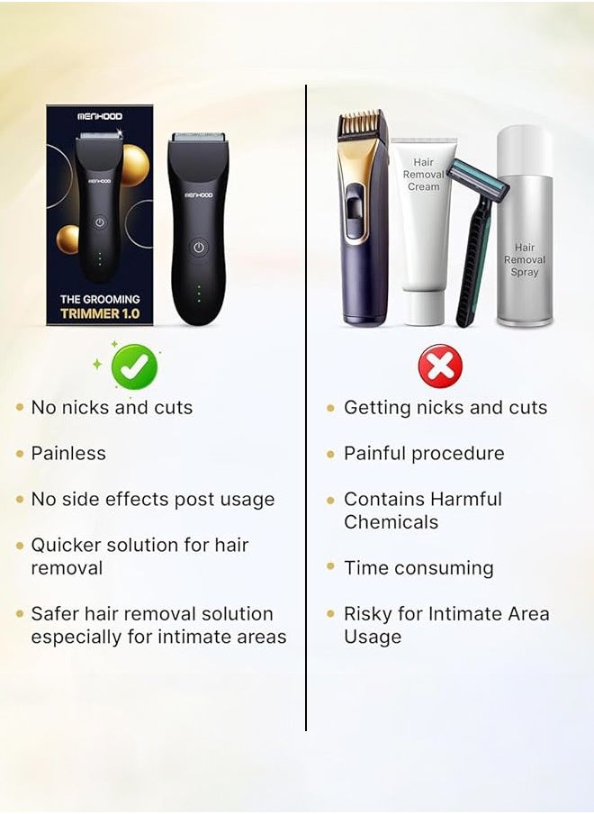 Men's WaterProof Cordless Grooming Trimmer for Men, Suitable for Beard, Head and Pubic Hair, 150min Run Time