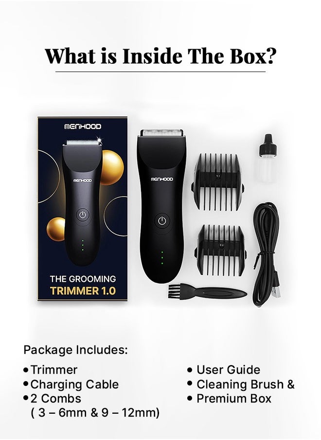 Men's WaterProof Cordless Grooming Trimmer for Men, Suitable for Beard, Head and Pubic Hair, 150min Run Time