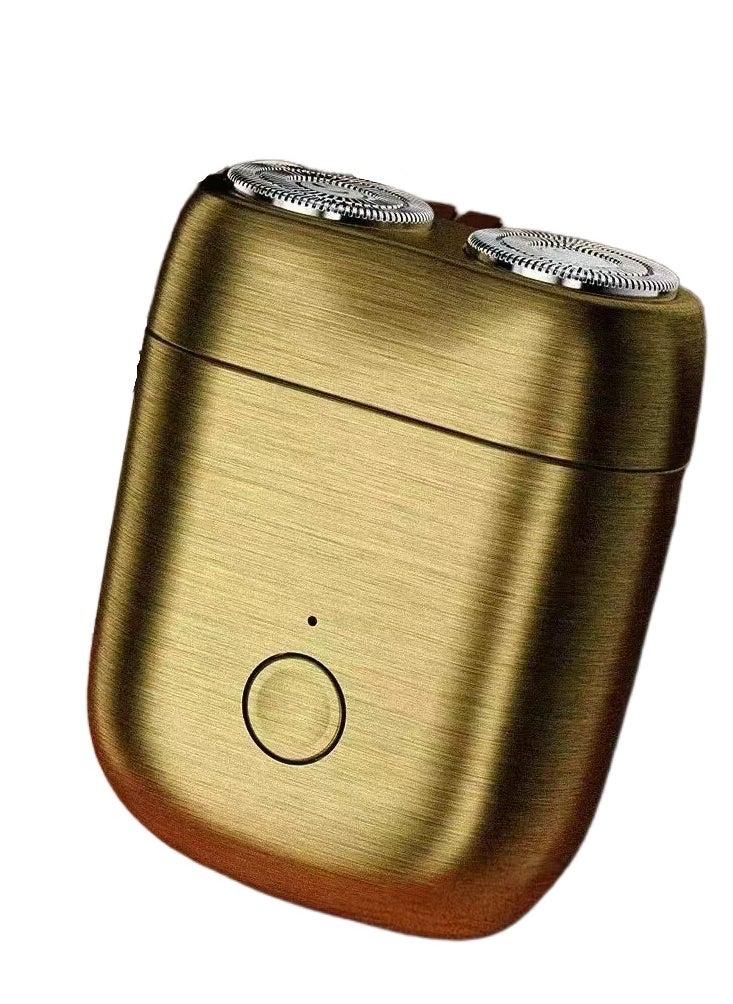 Electric Mini Shaver for Men, Dual Head Portable Traveling Washable Shaver Gold