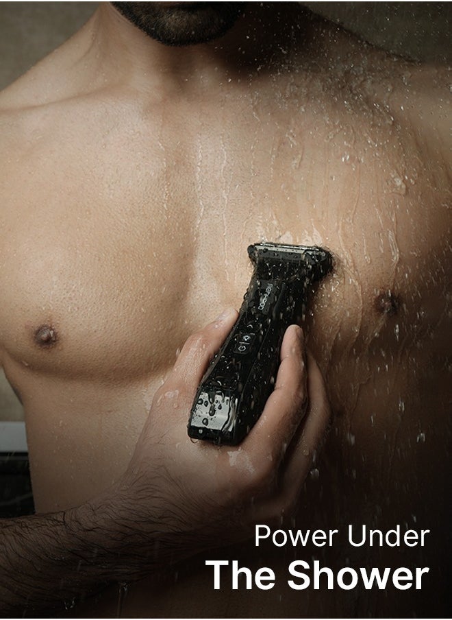 MENHOOD Grooming Trimmer 4.0 | Full Body & Trimmer with Dual Head Foil Technology | Best Trimmer & Body Shaver for Men with Waterproof IPX7 Technology | USB-C Fast Charging | 150 Min Runtime | 4000k LED Spotlight & Power Status Display