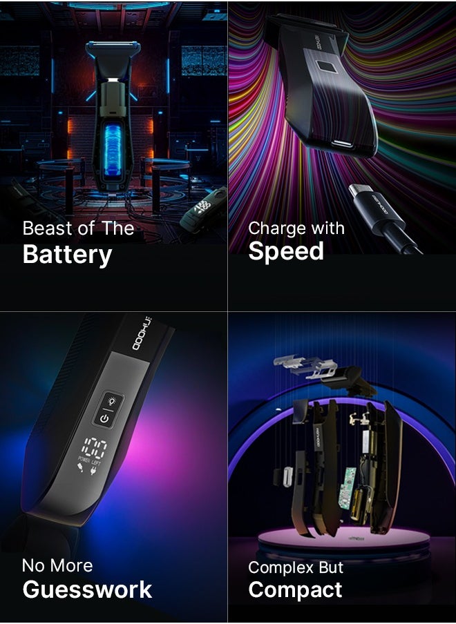 MENHOOD Grooming Trimmer 4.0 | Full Body & Trimmer with Dual Head Foil Technology | Best Trimmer & Body Shaver for Men with Waterproof IPX7 Technology | USB-C Fast Charging | 150 Min Runtime | 4000k LED Spotlight & Power Status Display