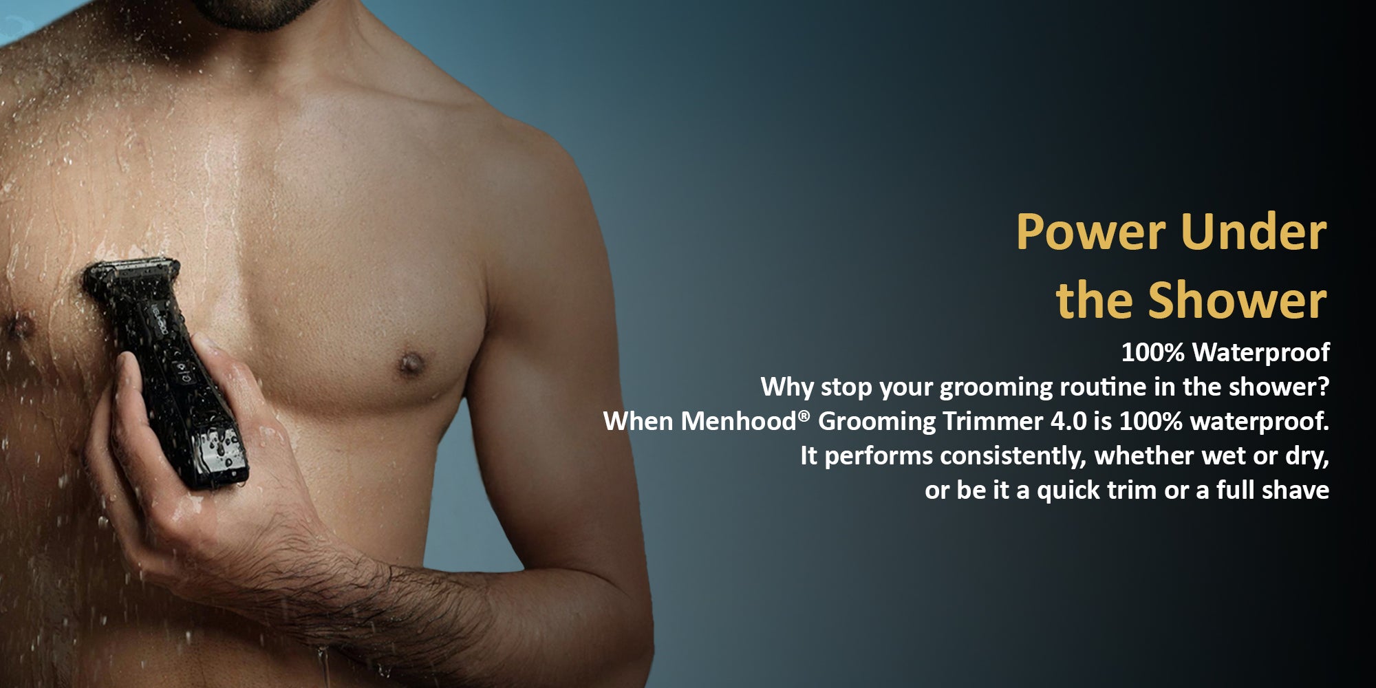 MENHOOD Grooming Trimmer 4.0 | Full Body & Trimmer with Dual Head Foil Technology | Best Trimmer & Body Shaver for Men with Waterproof IPX7 Technology | USB-C Fast Charging | 150 Min Runtime | 4000k LED Spotlight & Power Status Display