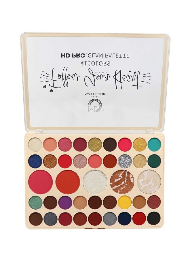 41 Colors Hd Pro Glam Palette|Multi-Purpose|Bright Vibrant Colors|Water Proof Formula|Easy To Use & Blend|One Stroke Application|Eye Shadows & Highlighters In 1 Palette- 41.6 Gm Multicolor