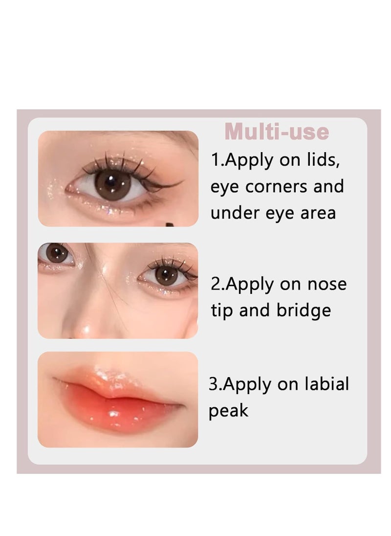 6Pcs Liquid Glitter Eyeshadow Eyeliner, Korean Makeup, Bling Under Eye Shadow, Shimmer Eye Make Up Valentine's Day Gift Set,Long Lasting,Quick Drying & Pigmented Loose Glitter Glue for Crystals Makeup