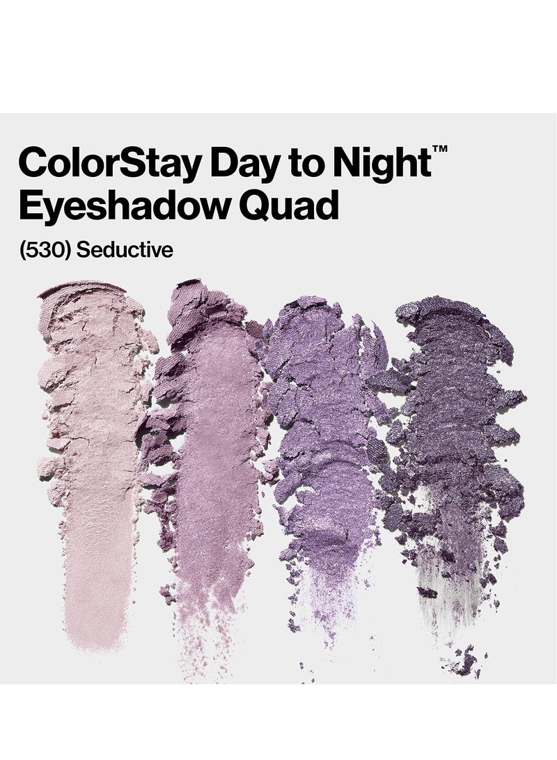 Revlon ColorStay Day to Night Eyeshadow Quad, Longwear Shadow Palette with Transitional Shades and Buttery Soft Feel, Crease & Smudge Proof 16 Oz 530 Seductive