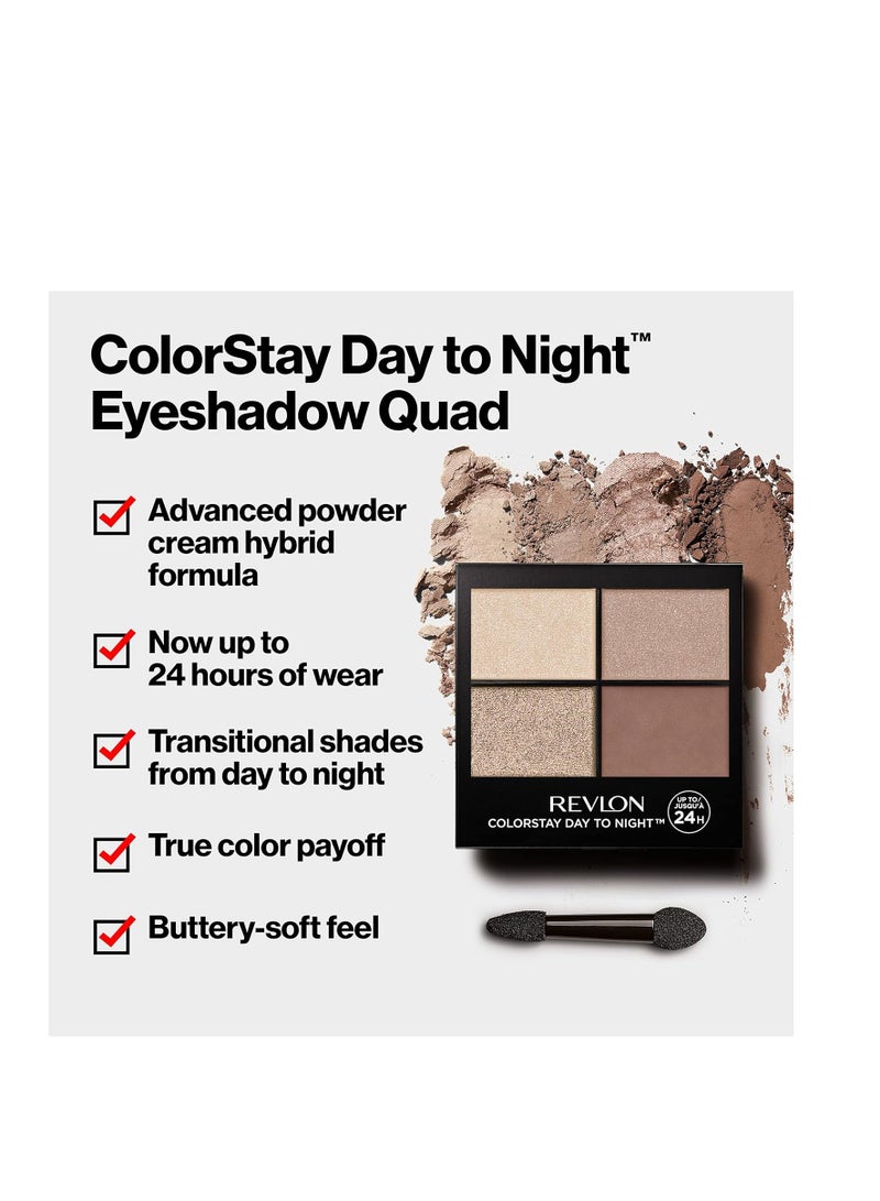 Revlon ColorStay Day to Night Eyeshadow Quad, Longwear Shadow Palette with Transitional Shades and Buttery Soft Feel, Crease & Smudge Proof 16 Oz 530 Seductive
