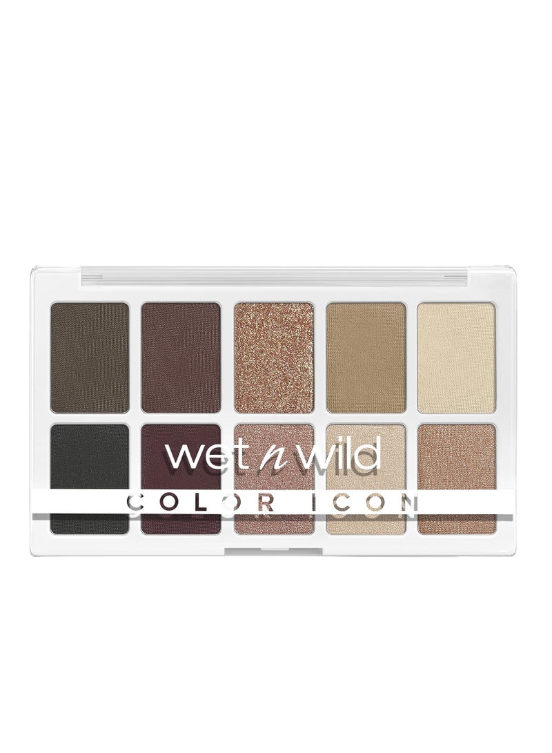 wet n wild Color Icon 10-Pan Eyeshadow Makeup Palette, Brown Nude Awakening, Long Lasting, Shimmer, Metallic, Glittery, Matte, Rich Smooth Pigment, Cruelty Free Nude Awakening
