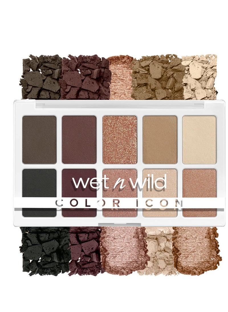 wet n wild Color Icon 10-Pan Eyeshadow Makeup Palette, Brown Nude Awakening, Long Lasting, Shimmer, Metallic, Glittery, Matte, Rich Smooth Pigment, Cruelty Free Nude Awakening