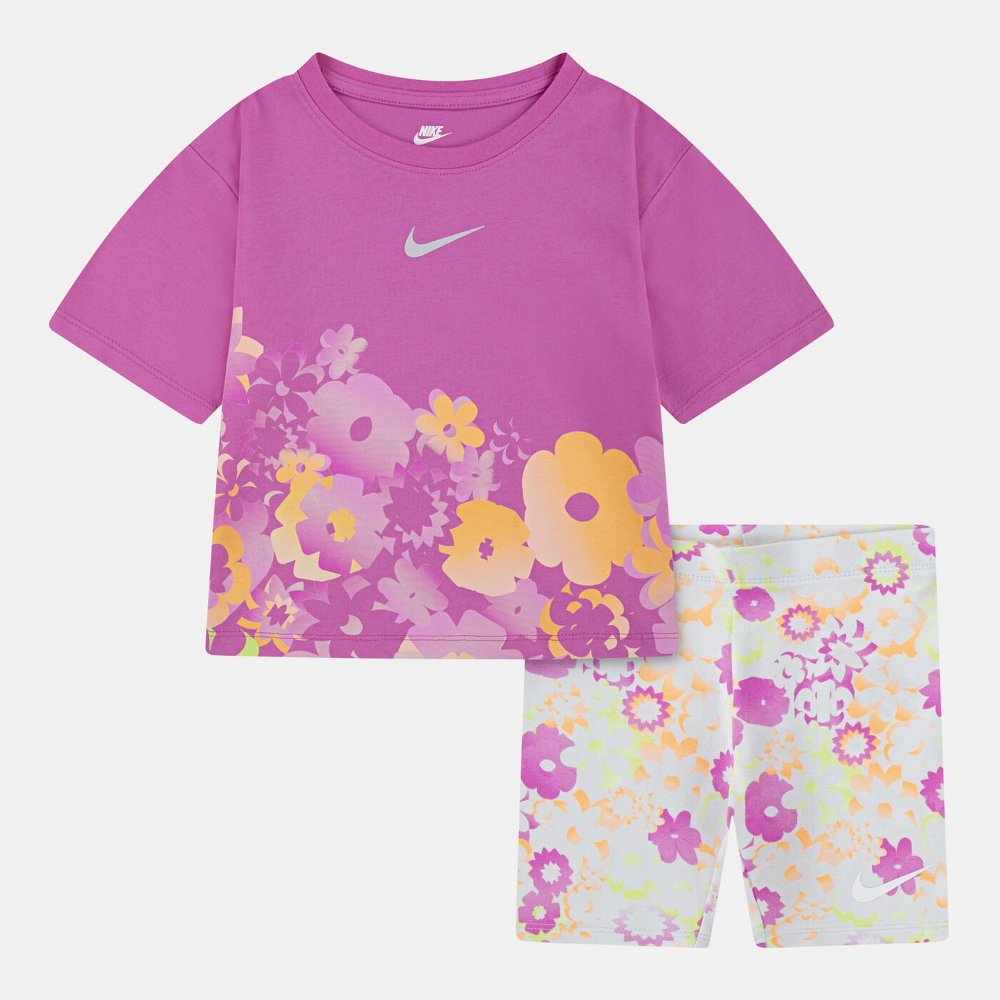 Kids' Flow-Ral T-Shirt and Bike Shorts Set