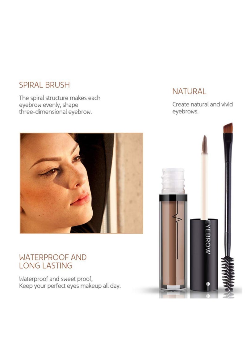 Waterproof Eyebrow Gel  Brown Tinted Mascara Makeup for NaturalLooking Brows, LongLasting SmudgeProof Formula with Brow Shaper and Mascara Primer Brush Wand Kit