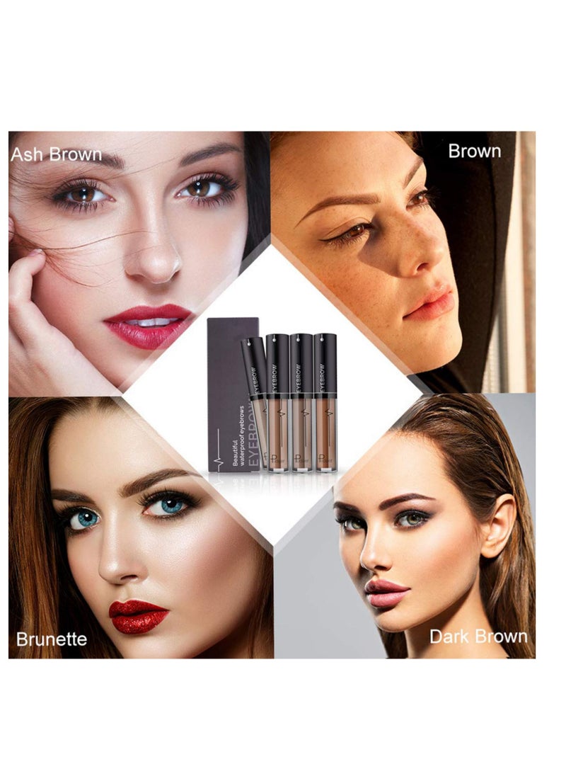 Waterproof Eyebrow Gel  Brown Tinted Mascara Makeup for NaturalLooking Brows, LongLasting SmudgeProof Formula with Brow Shaper and Mascara Primer Brush Wand Kit