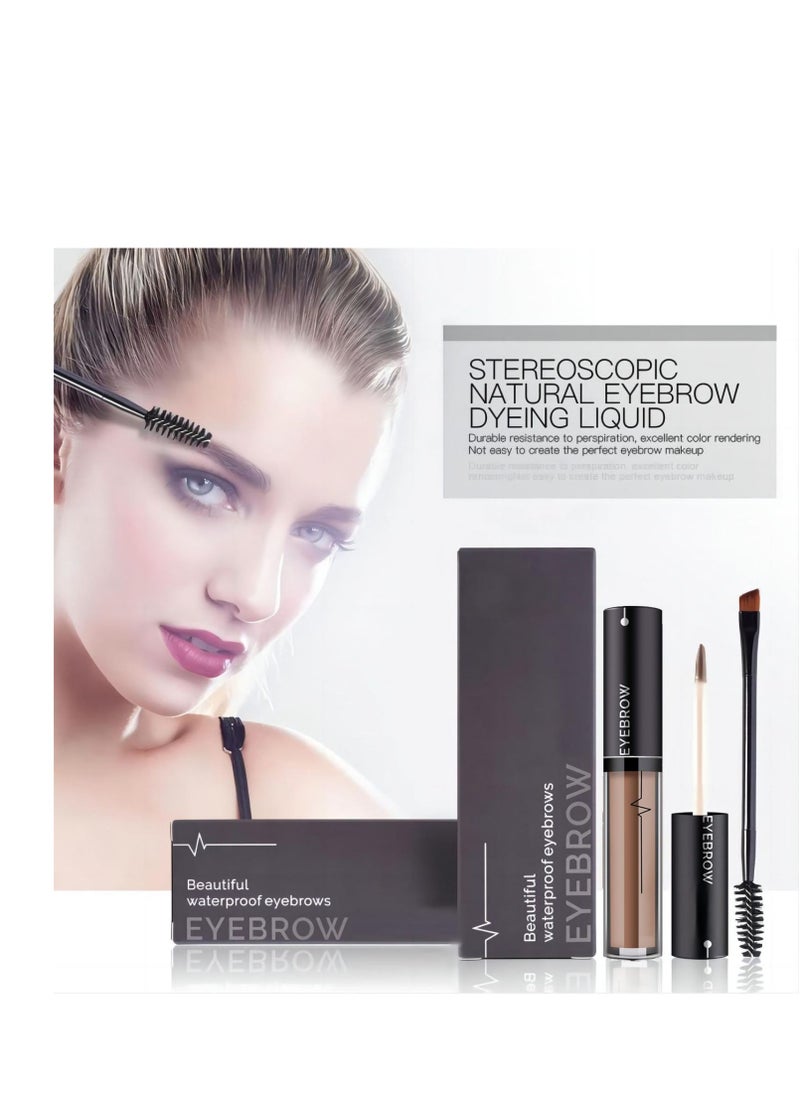 Waterproof Eyebrow Gel  Brown Tinted Mascara Makeup for NaturalLooking Brows, LongLasting SmudgeProof Formula with Brow Shaper and Mascara Primer Brush Wand Kit