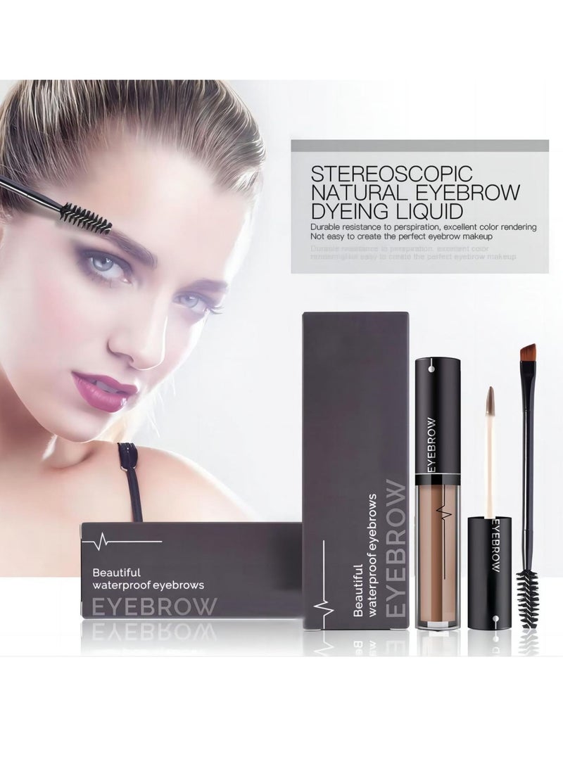 Waterproof Eyebrow Gel  Brown Tinted Mascara Makeup for NaturalLooking Brows, LongLasting SmudgeProof Formula with Brow Shaper and Mascara Primer Brush Wand Kit