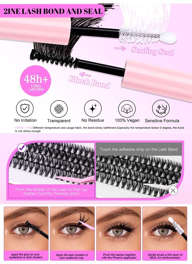 4 Styles DIY Eyelash Extension Kit 404 Clusters, 5-16mm Mixed Individual Lashes Cluster, Natural Curl Personal Eyelash Set, Segmented False Eyelashes, Thick Eyelashes