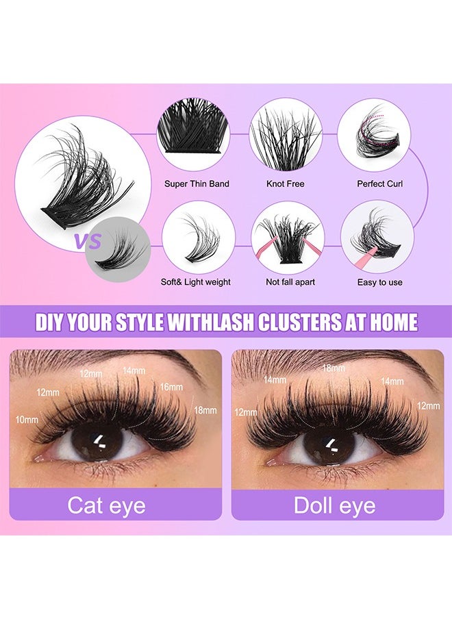 Segmented False Eyelash Set 270 Clusters, 60D 80D 100D Curled Thick Mix Lash Clusters, Eyelash Extension Kit, Enlarge Eyes Naturally, Curl Eyelash, Diy Eyelashes