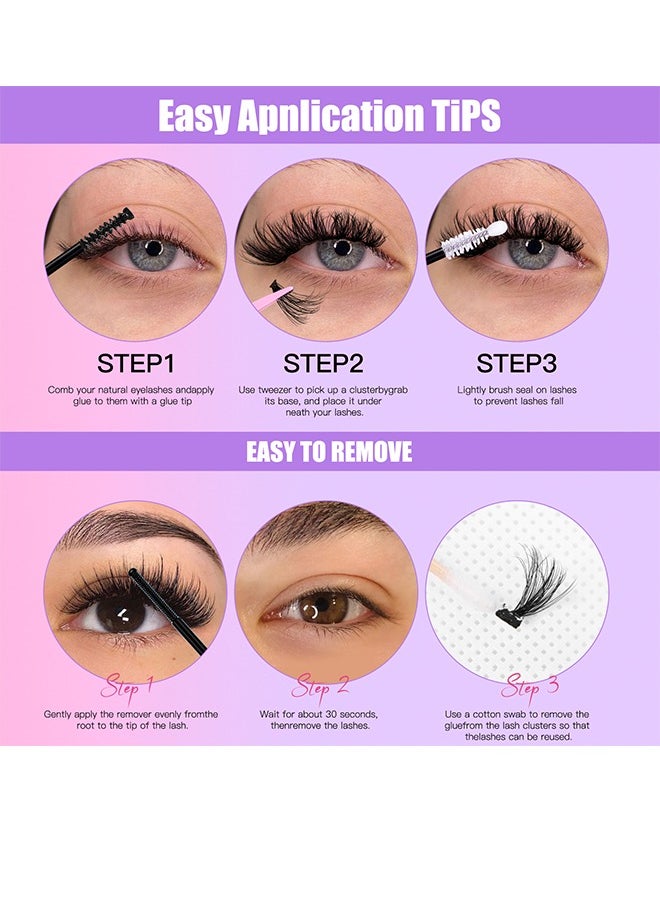 Segmented False Eyelash Set 270 Clusters, 60D 80D 100D Curled Thick Mix Lash Clusters, Eyelash Extension Kit, Enlarge Eyes Naturally, Curl Eyelash, Diy Eyelashes