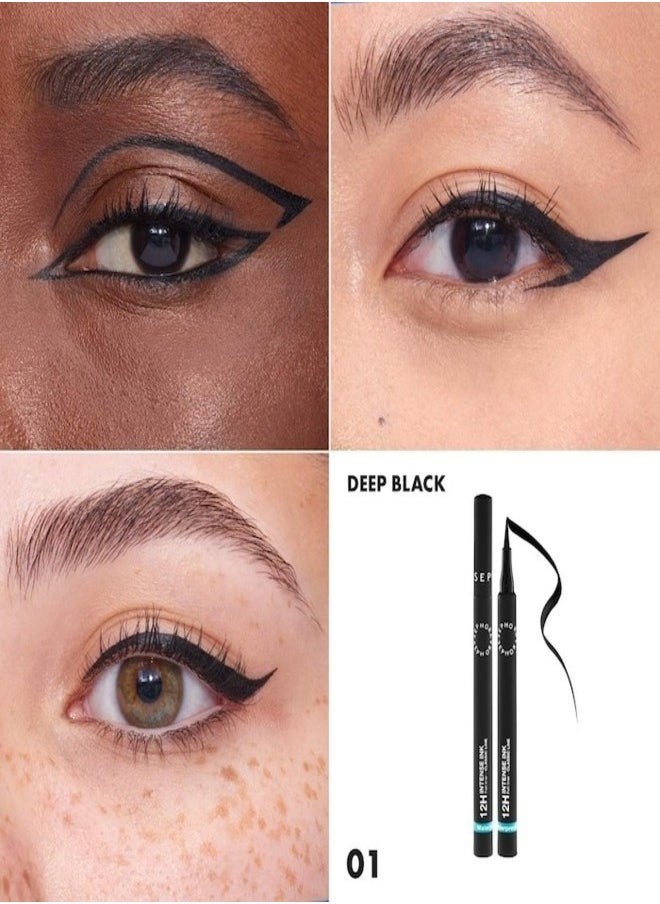 SEPHORA COLLECTION 12h Intense Ink Classic Line - Precise, Intense Felt-Tip Eyeliner 01 Deep Black - Matte Deep Black 1ml