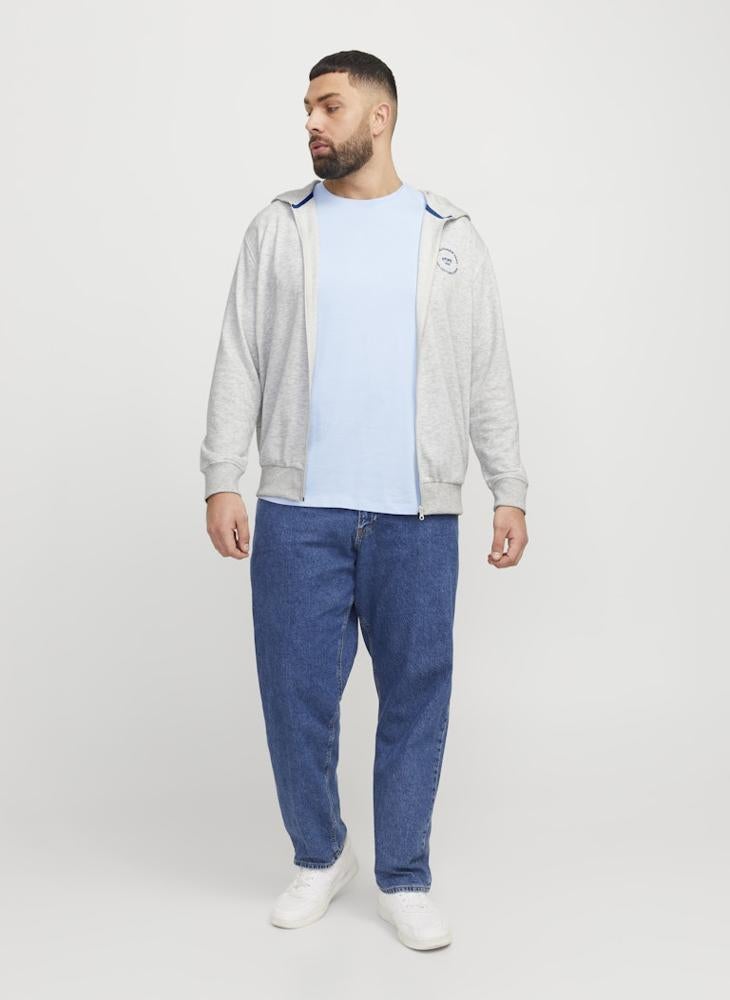 Plus Size Zip Through Graphic Print Hoodie