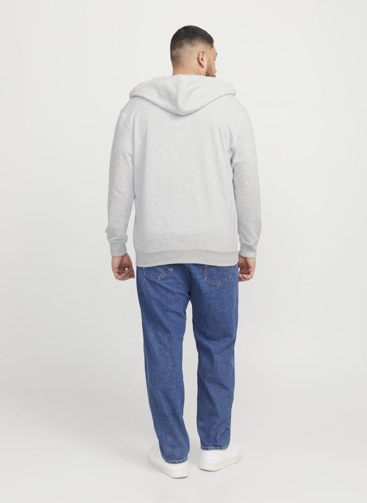 Plus Size Zip Through Graphic Print Hoodie
