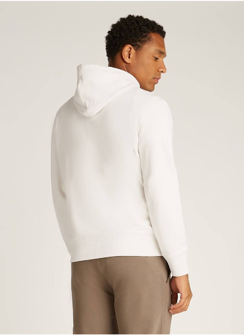 Men's Badge Logo Hoodie - Cotton, White