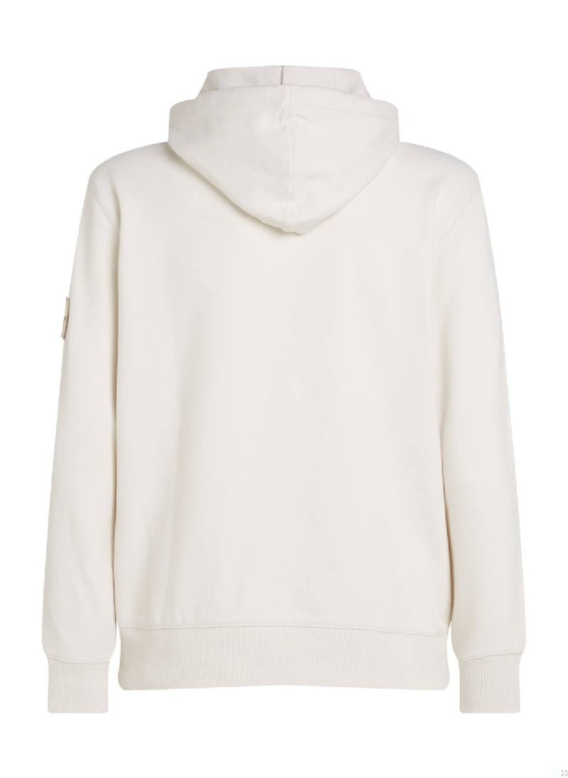 Men's Badge Logo Hoodie - Cotton, White