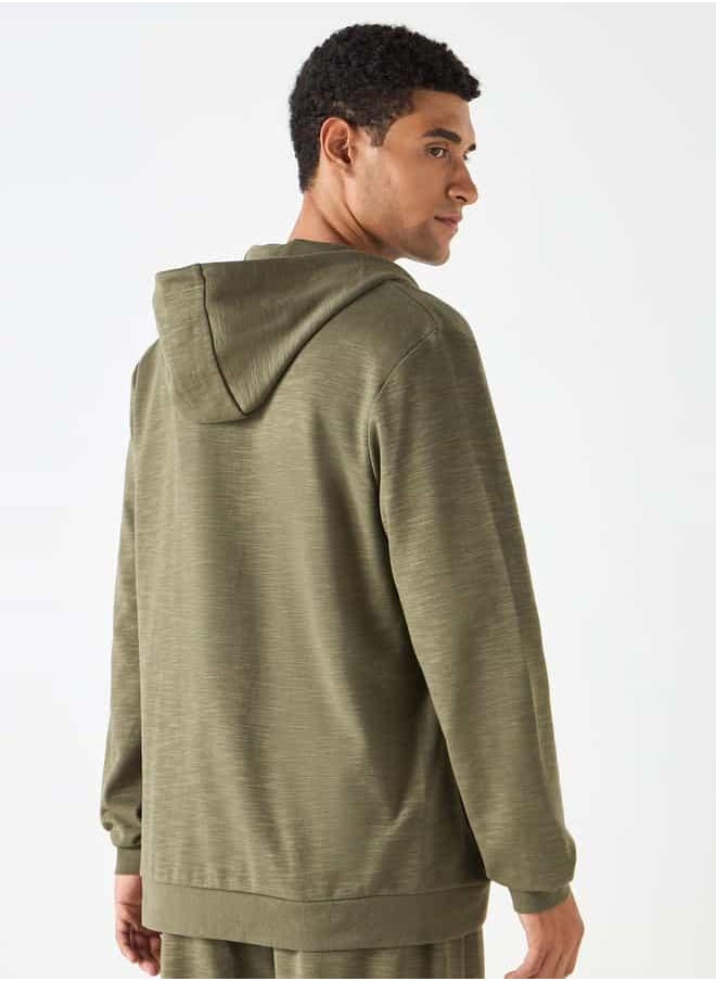 Kappa Logo Embroidered Zip Through Hoodie with Pockets
