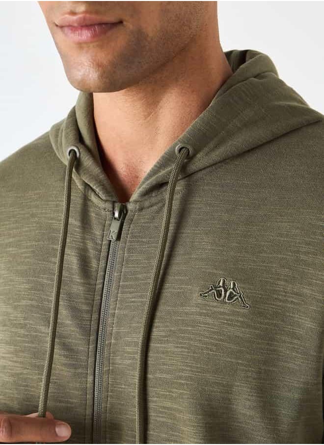Kappa Logo Embroidered Zip Through Hoodie with Pockets