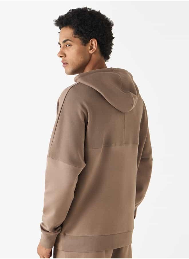 Kappa Logo Applique Sweatshirt with Long Sleeves and Drawstring Closure