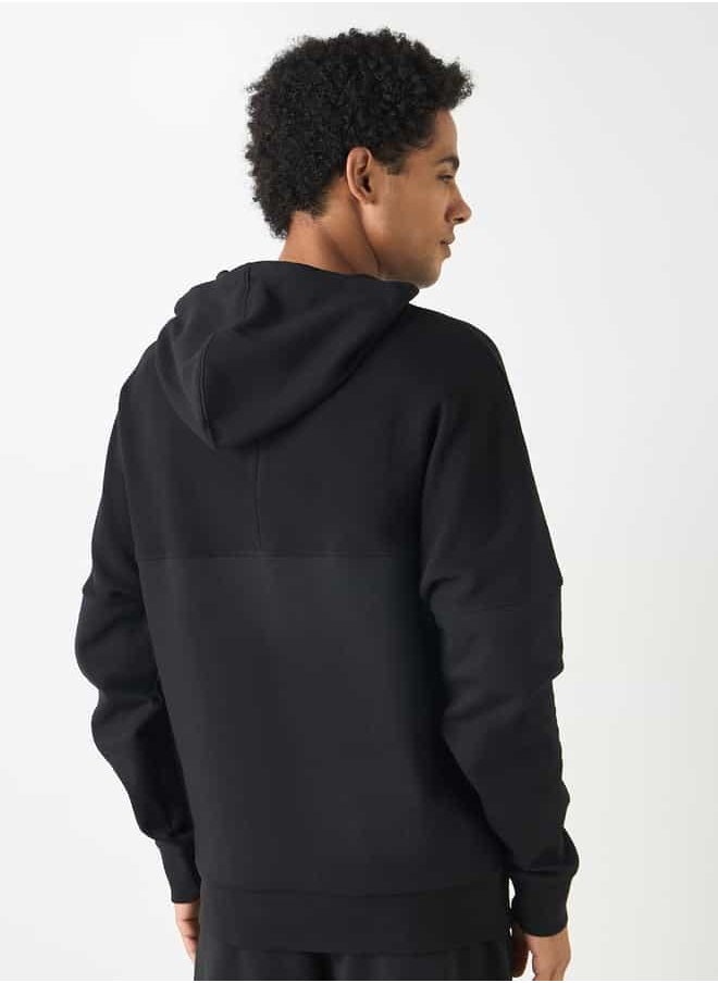 Kappa Logo Applique Sweatshirt with Long Sleeves and Drawstring Closure