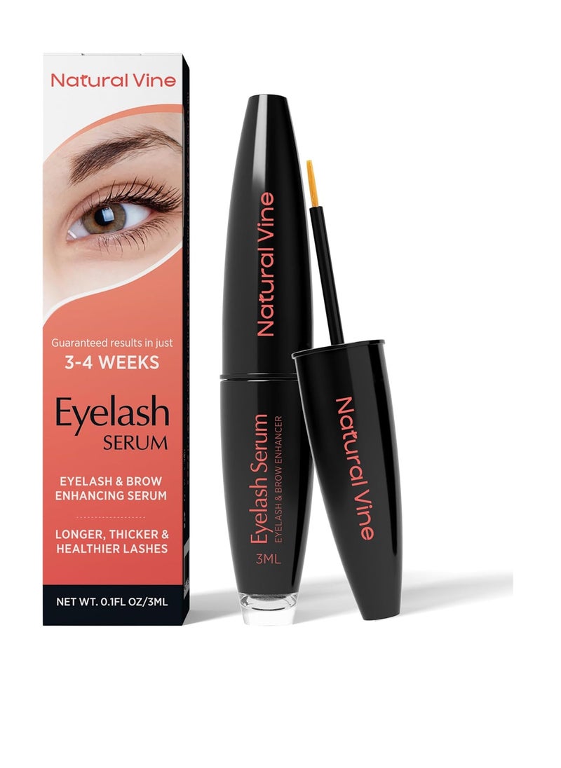 Eyelash and Brow Growth Serum, Irritation Free Formula, Guaranteed Results in 3-4 Weeks for Longer, Thicker, and Fuller Eyelashes