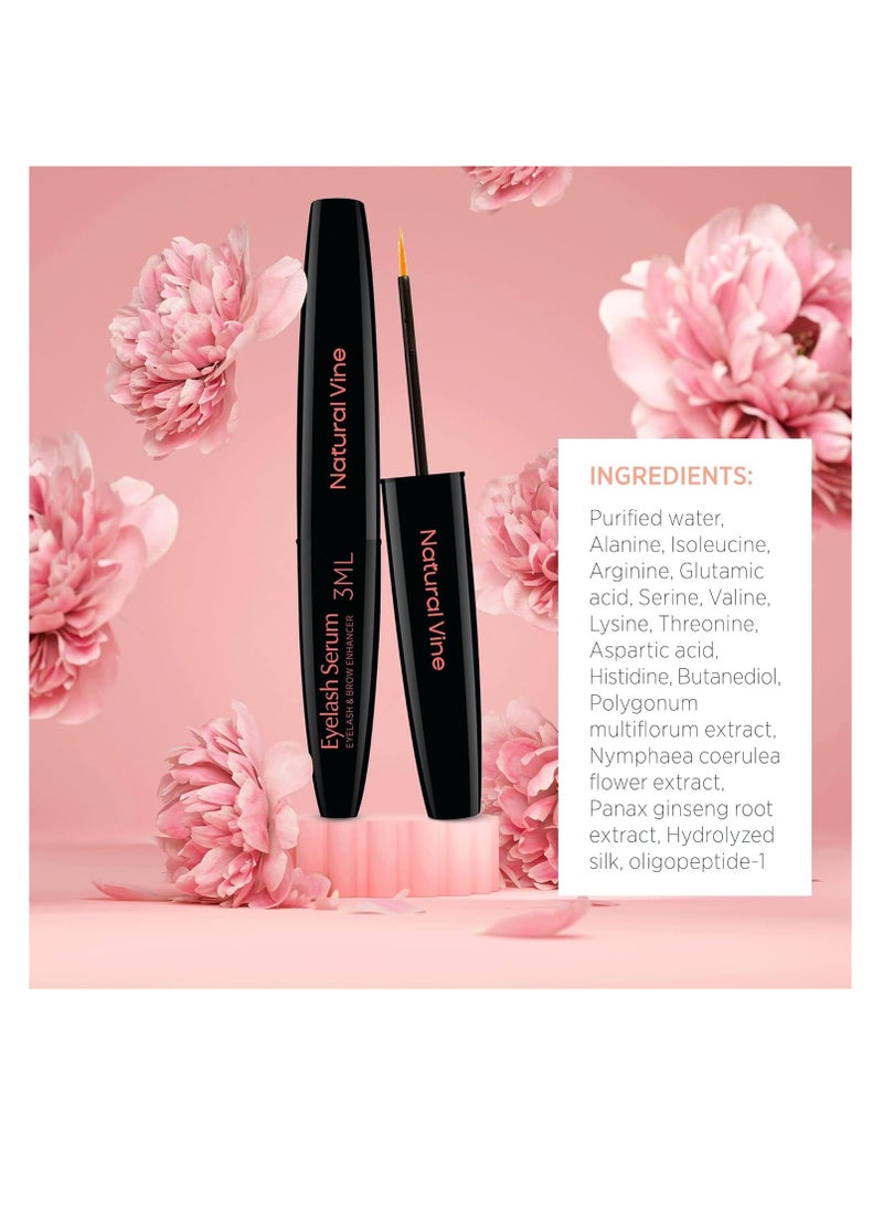 Eyelash and Brow Growth Serum, Irritation Free Formula, Guaranteed Results in 3-4 Weeks for Longer, Thicker, and Fuller Eyelashes