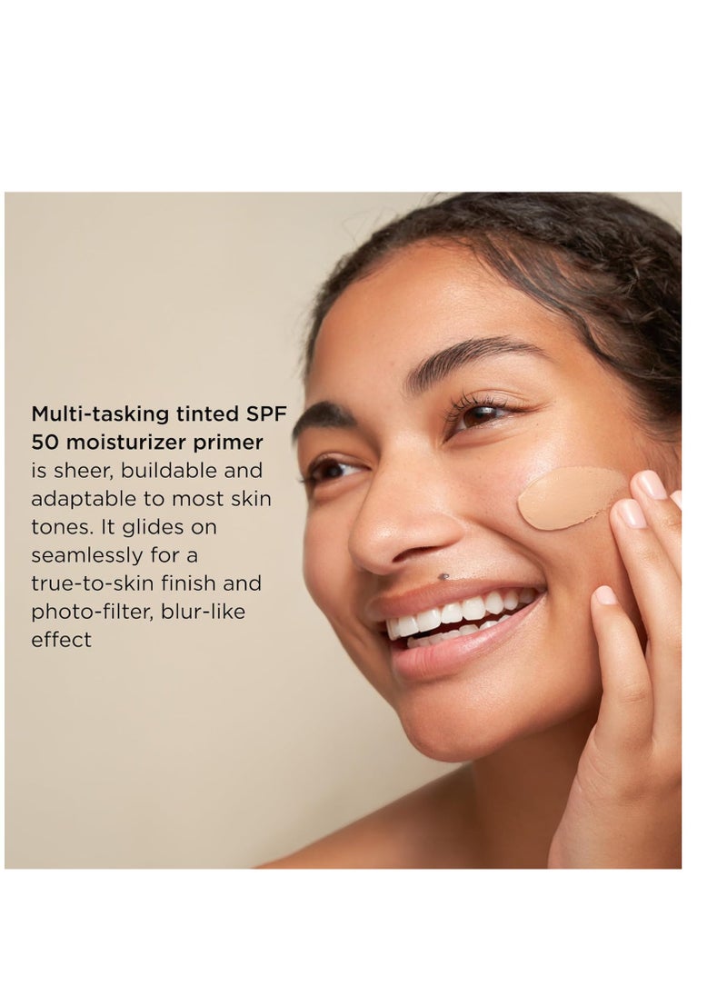 IMAGE Skincare, PREVENTION+ Daily Perfecting Primer SPF 50, Tinted Zinc Oxide Face Priming Sunscreen Lotion, Leaves No White Cast, 1 oz