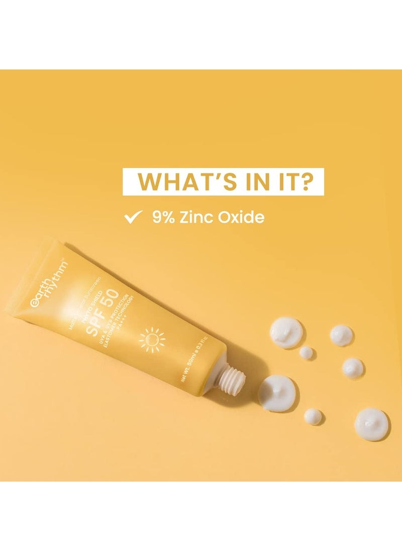 Earth Rhythm Matte Mineral Sunscreen SPF 50 with 9% Zinc Oxide for Daily Use | PA+++, Zero White Cast & Non-Sticky, Matte Finish | Men & Women | - 50ml