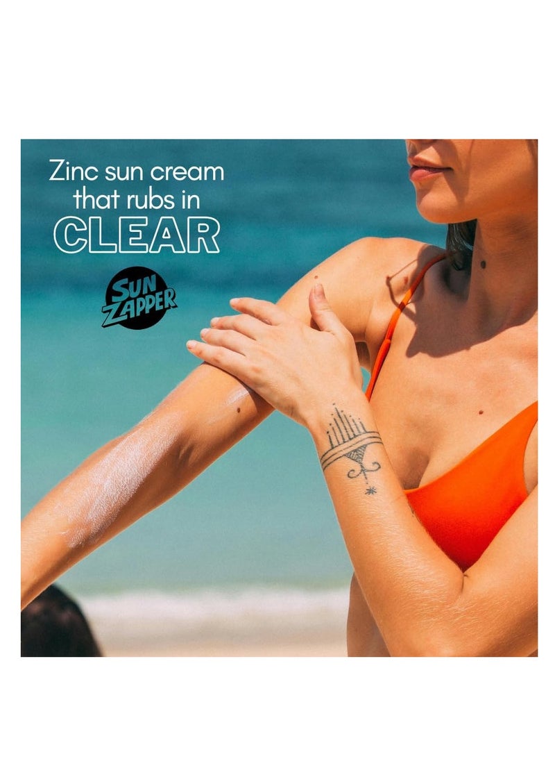 Sun Zapper Clear Zinc Oxide Sun Lotion 2oz - SPF 50+ - Very High Sun Protection Sunscreen/Sunblock for Face & Body Adults, Kids 4 Hour Water Resistant