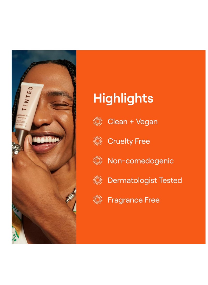Live Tinted Sunscreen Hueguard Skin Tint SPF 50 - Tinted Mineral Sunscreen with Light-Medium Buildable Coverage With a Hydrating and Radiant Finish - Water and Sweat Resistant, 1.35 fl oz - Shade 08